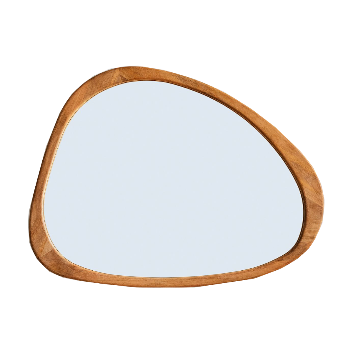 Espejo asimétrico Lyon de madera maciza con acabado natural