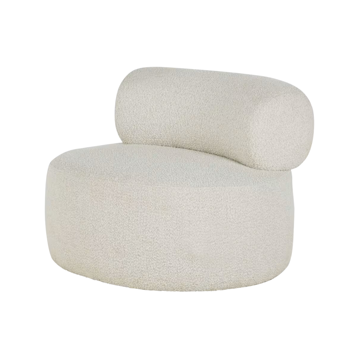 Sillón redondo Milian de boucle blanco