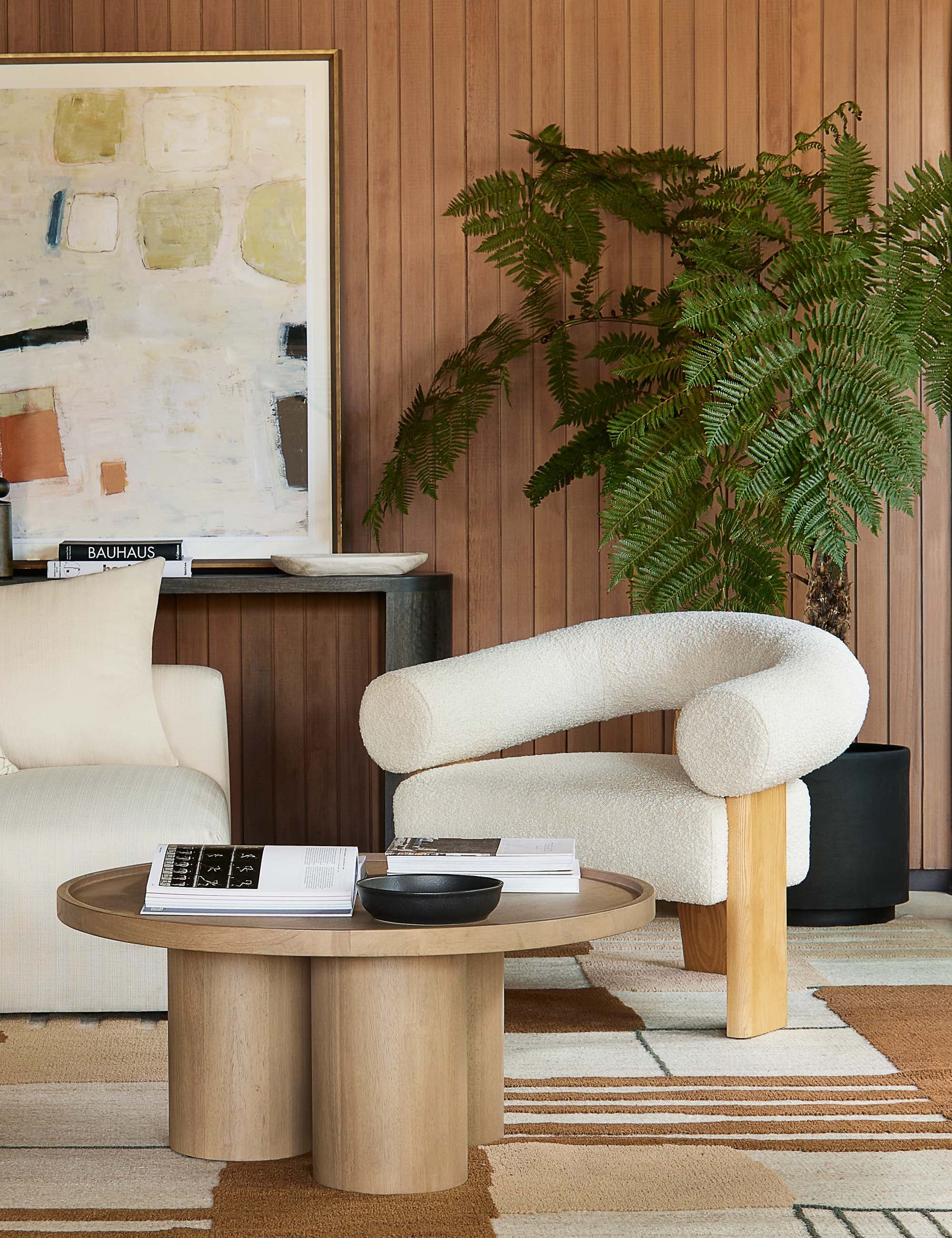 Mesa de centro Domi con enchape en nogal francés