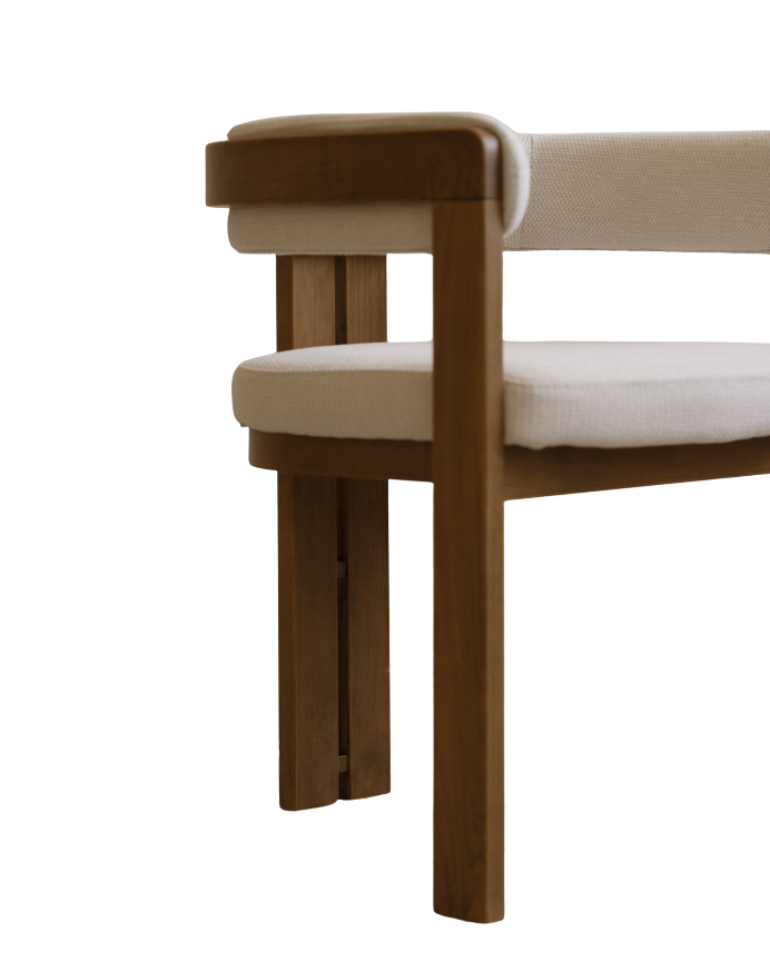 Silla Litta blanco con reposabrazos de madera maciza