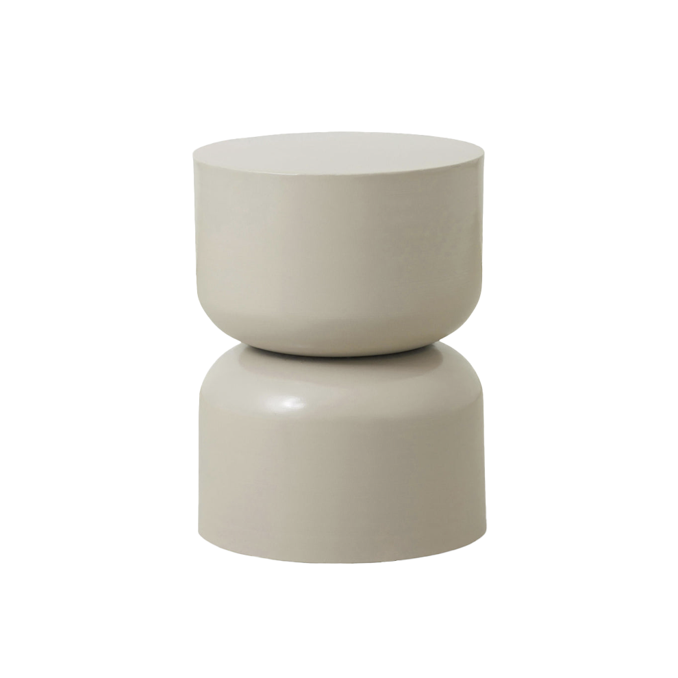 Mesa auxiliar redonda Doha de madera maciza beige