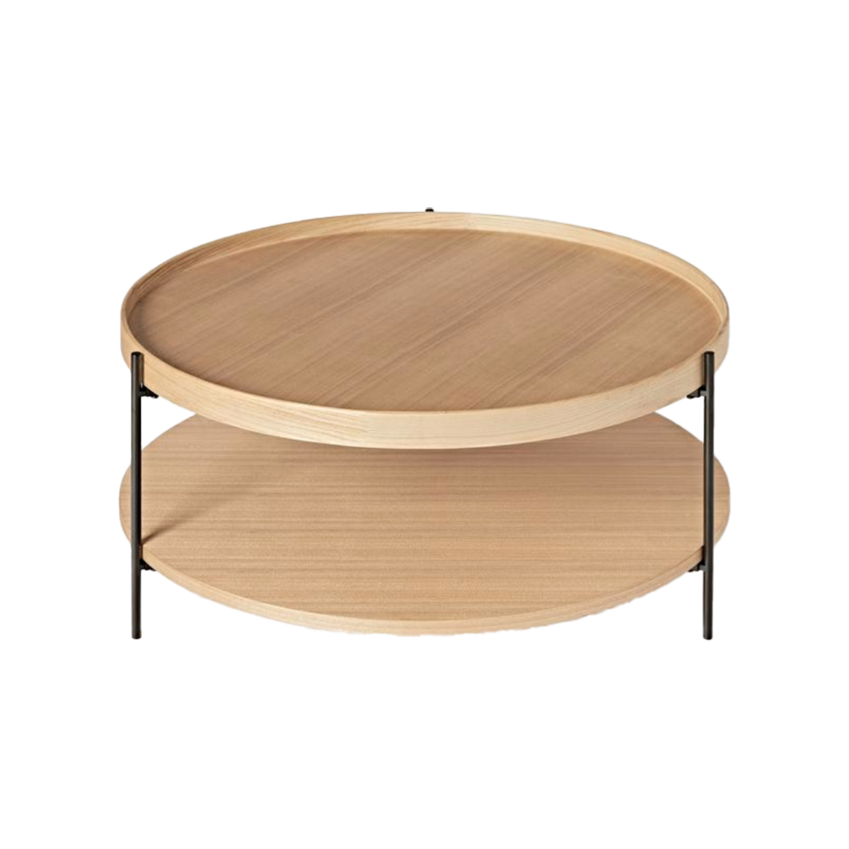 Mesa de centro redonda Cali tablero de madera roble blanco