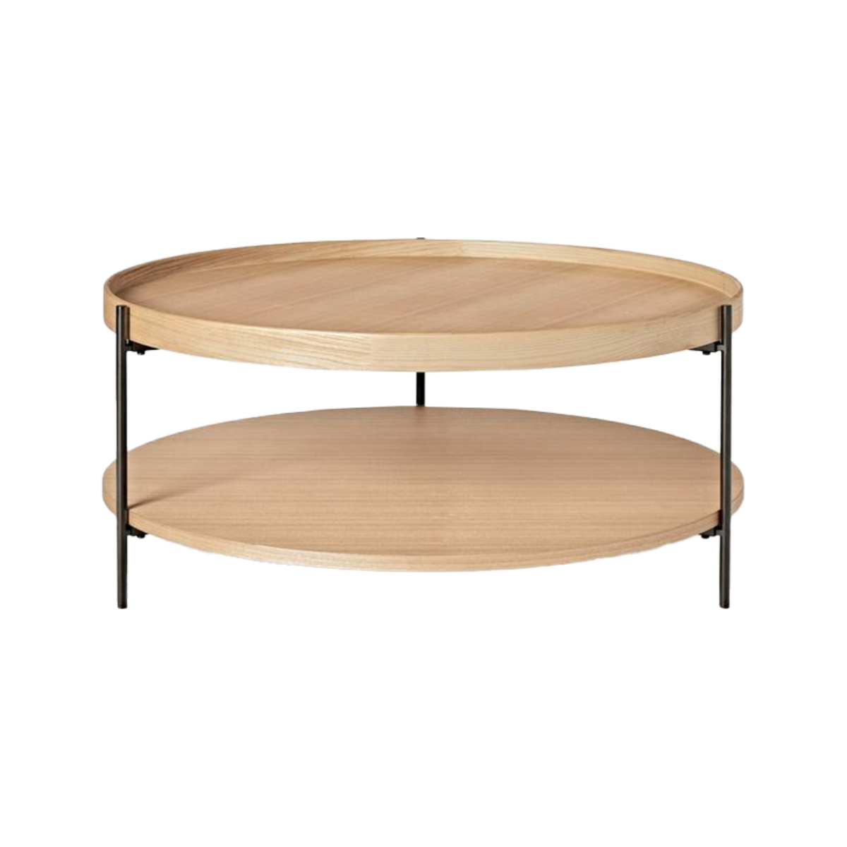 Mesa de centro redonda Cali tablero de madera roble blanco