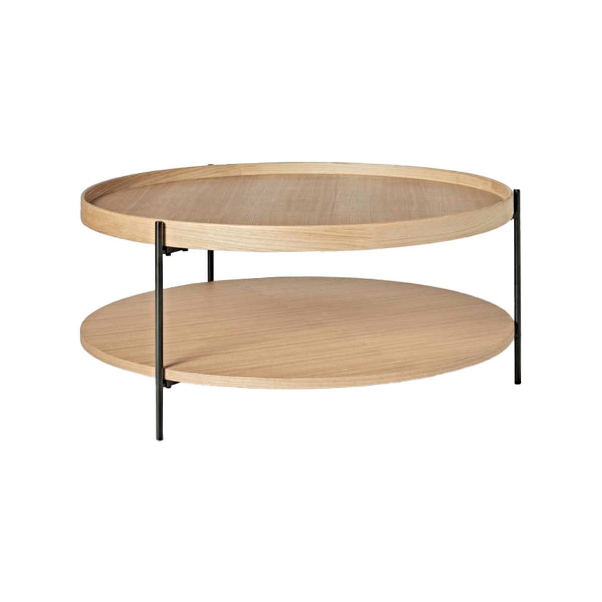 Mesa de centro redonda Cali tablero de madera roble blanco