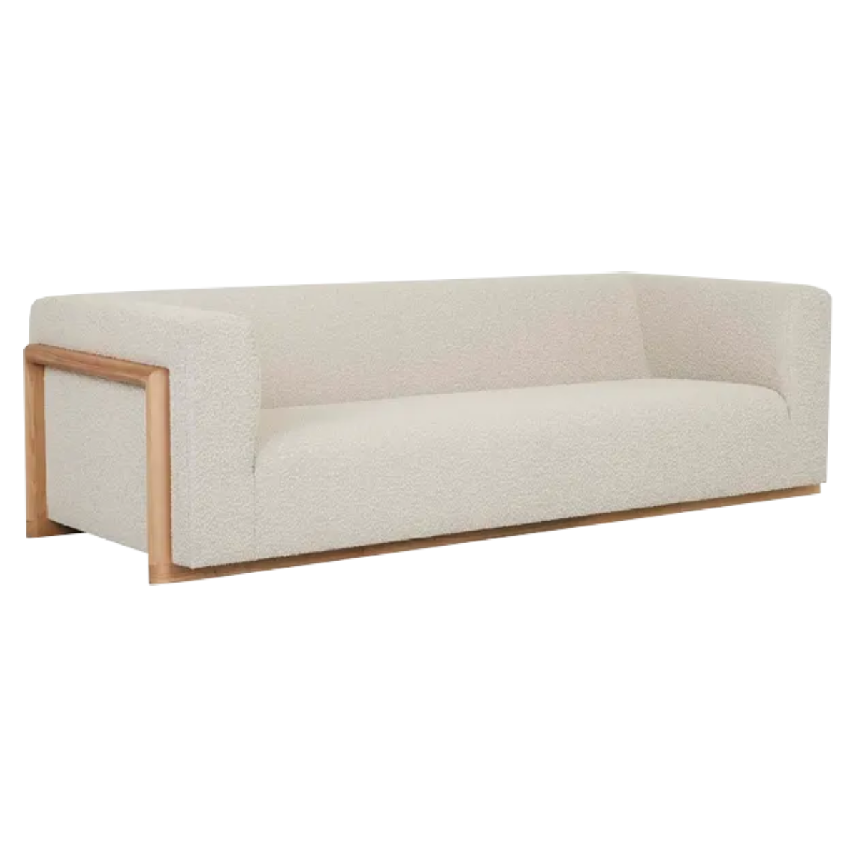 Sofá Juno beige con madera maciza (3 plazas)