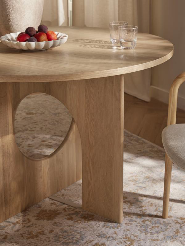 Mesa redonda Sashi de enchape de roble veteado Ø 120 cm