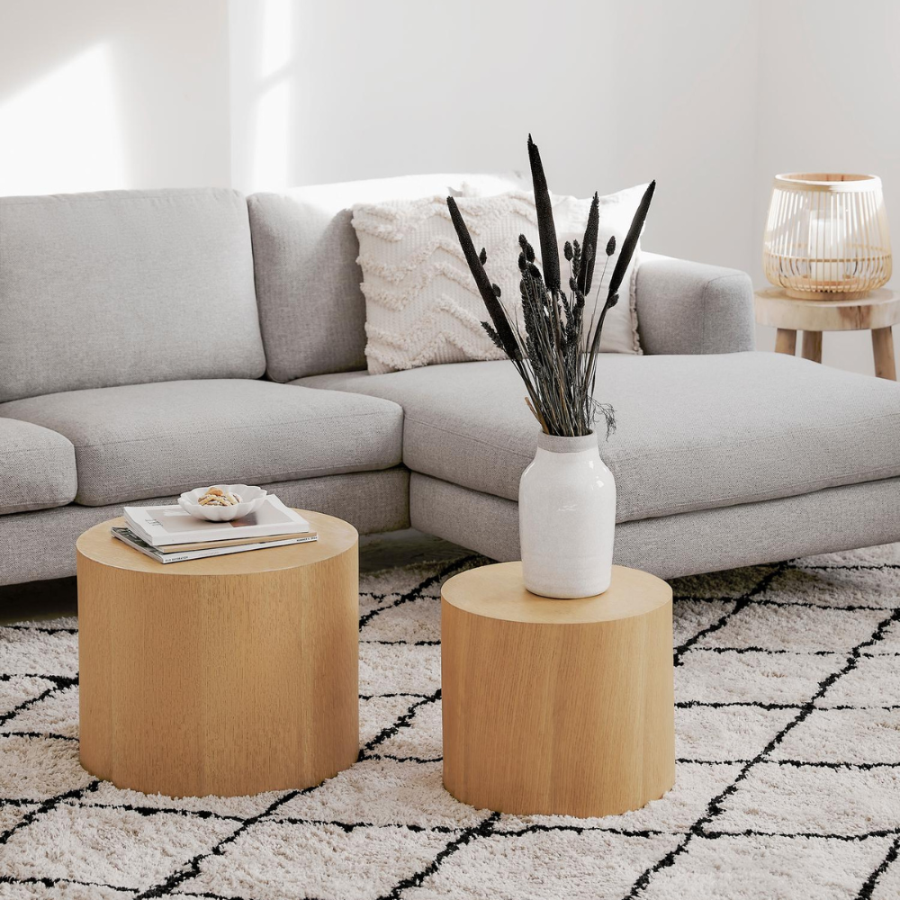 Mesas de centro Menorca chapada en madera roble blanco americano