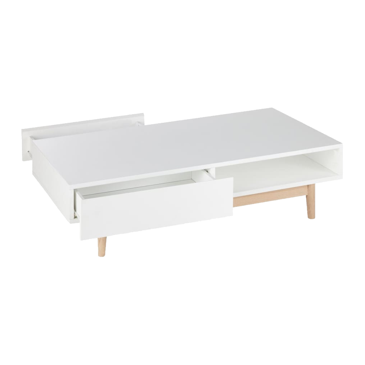 Mesa de centro Oslo de melamina blanco y patas de madera