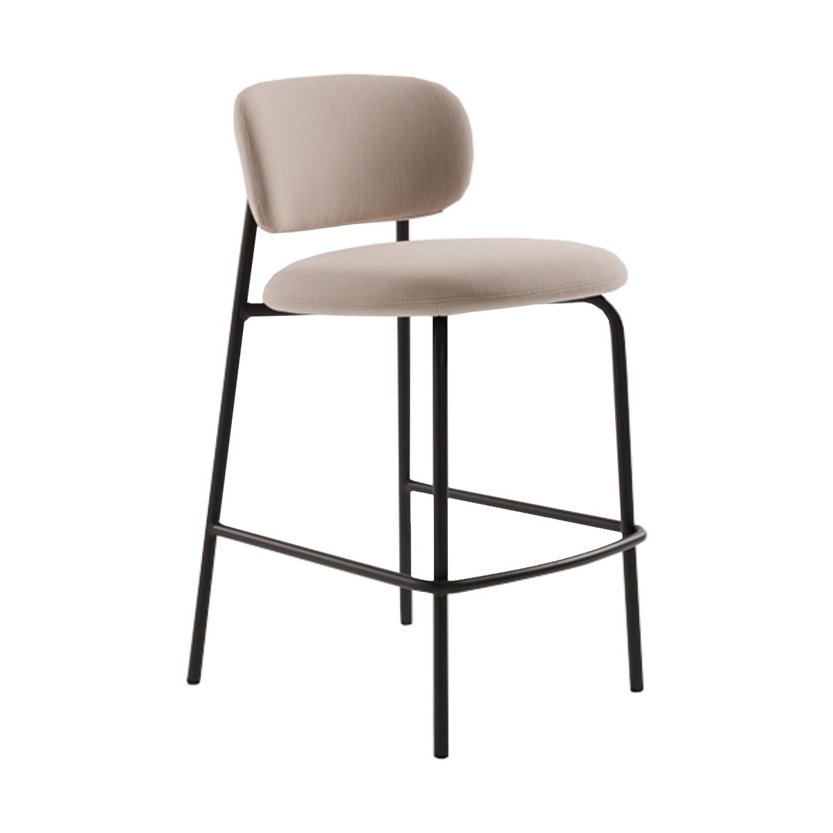 Silla alta Envy beige con estructura metálica negro