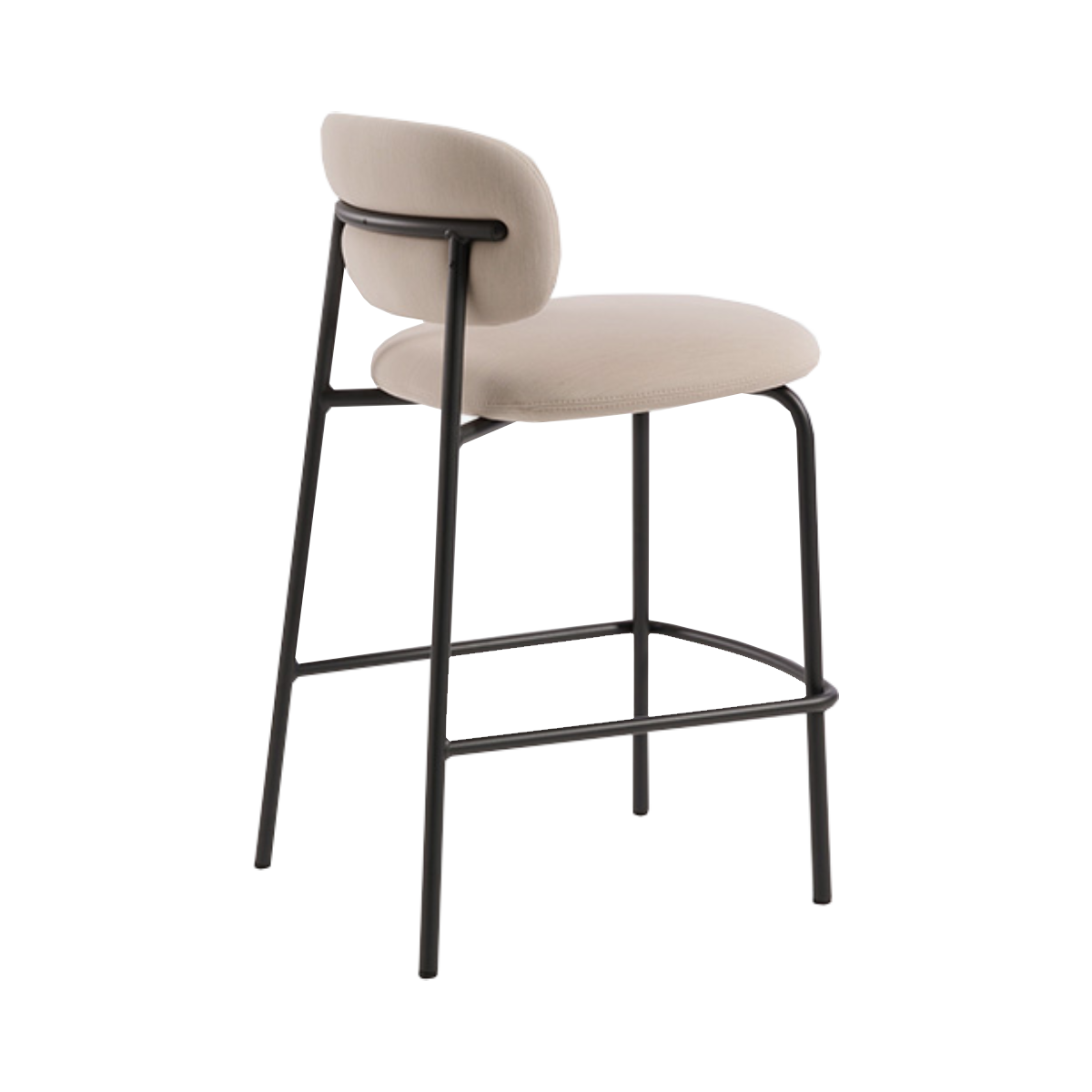 Silla alta Envy beige con estructura metálica negro