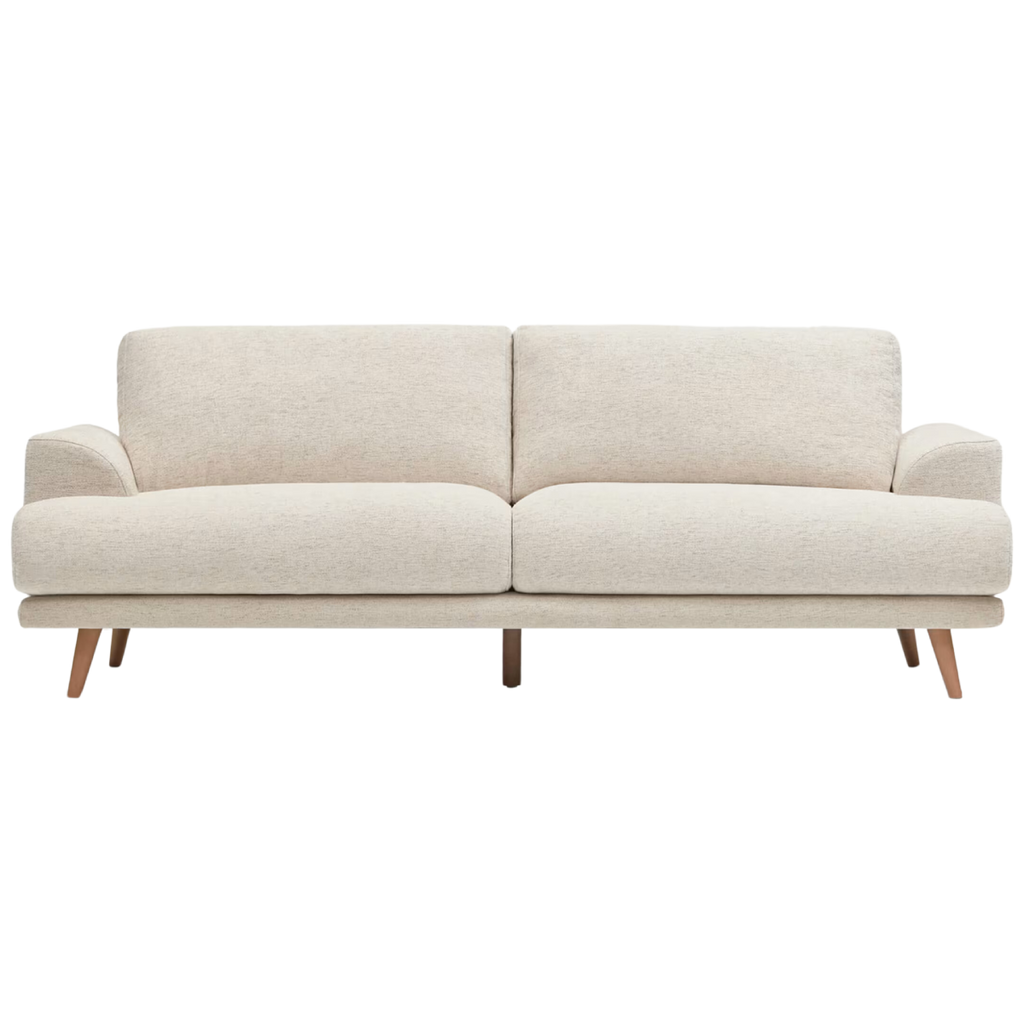 Sofa Alaia beige con patas de madera (3 plazas)