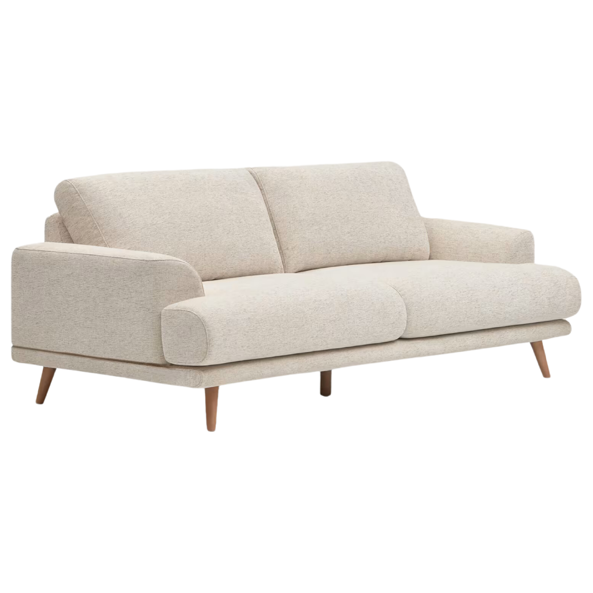 Sofa Alaia beige con patas de madera (3 plazas)