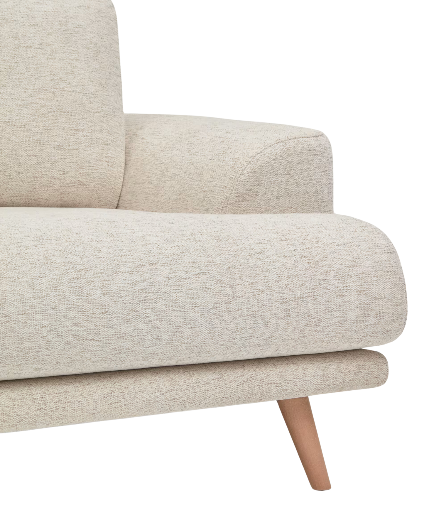 Sofa Alaia beige con patas de madera (3 plazas)