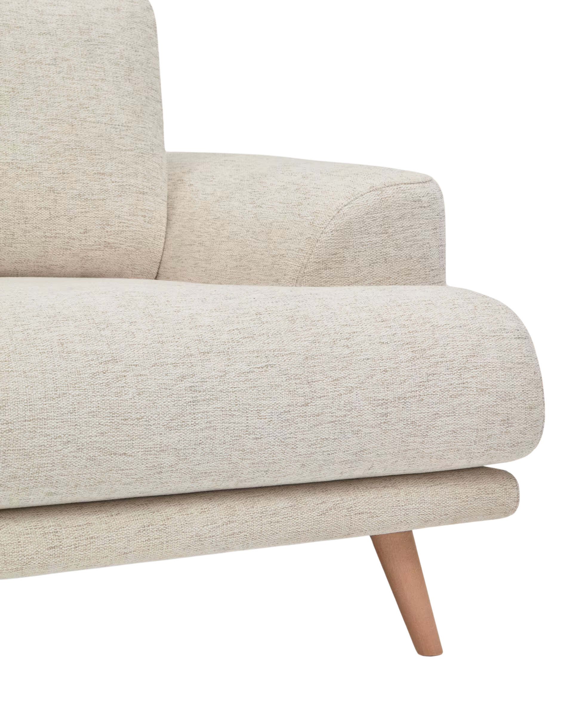 Sofa Alaia beige con patas de madera (3 plazas)