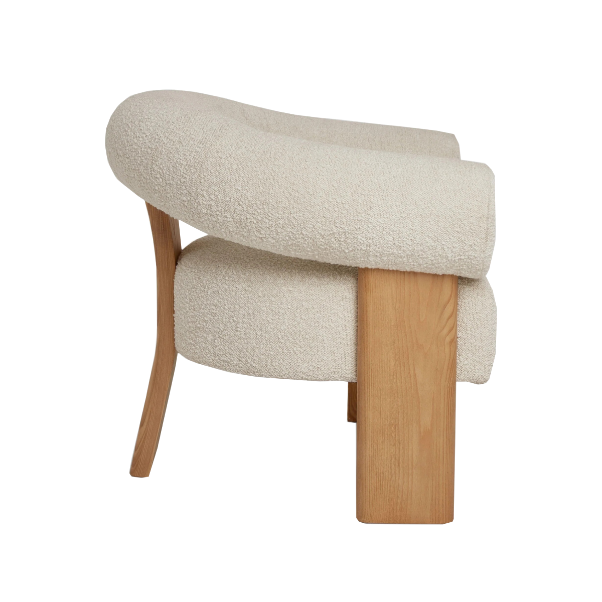 Butaca Jules de boucle blanco con madera maciza