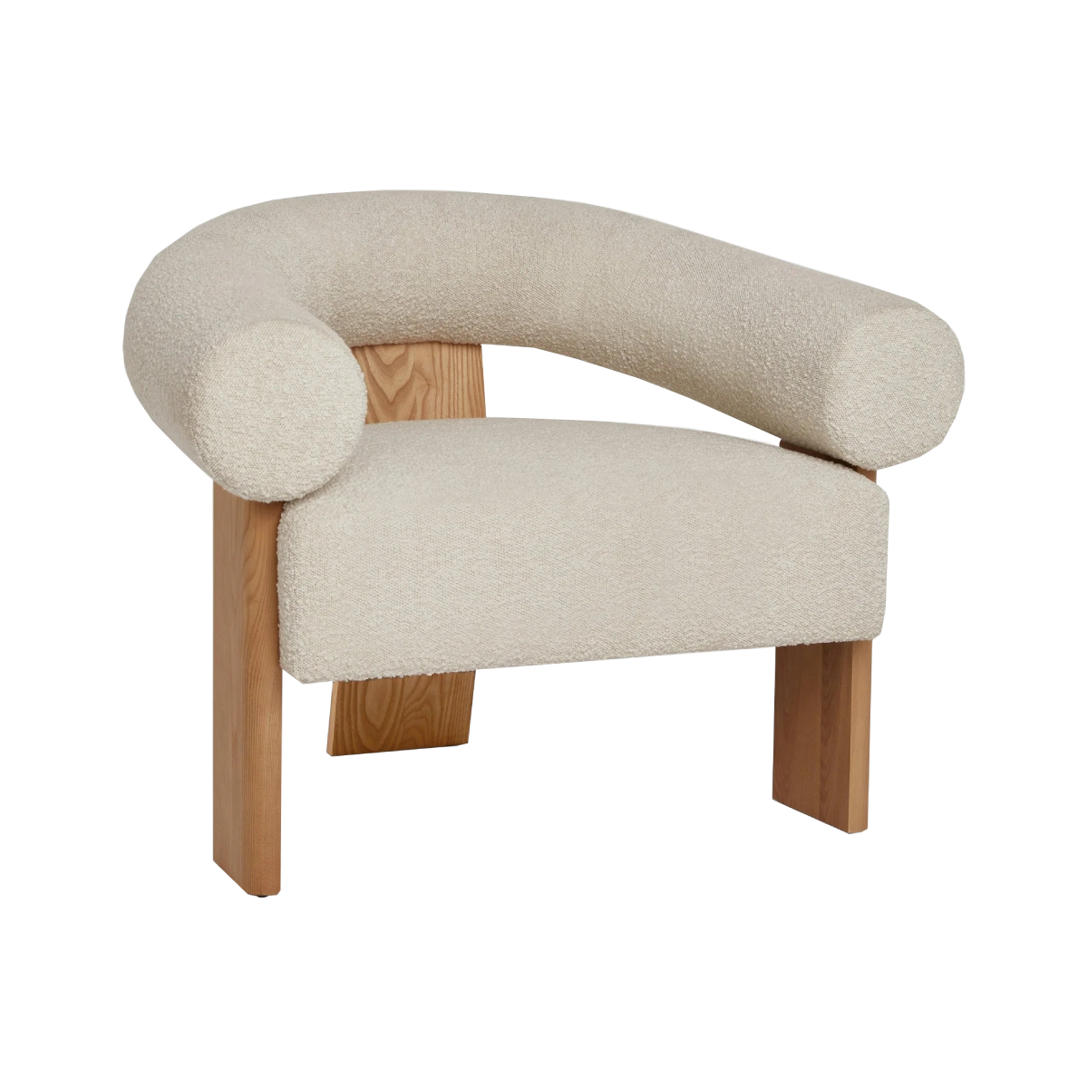 Butaca Jules de boucle blanco con madera maciza