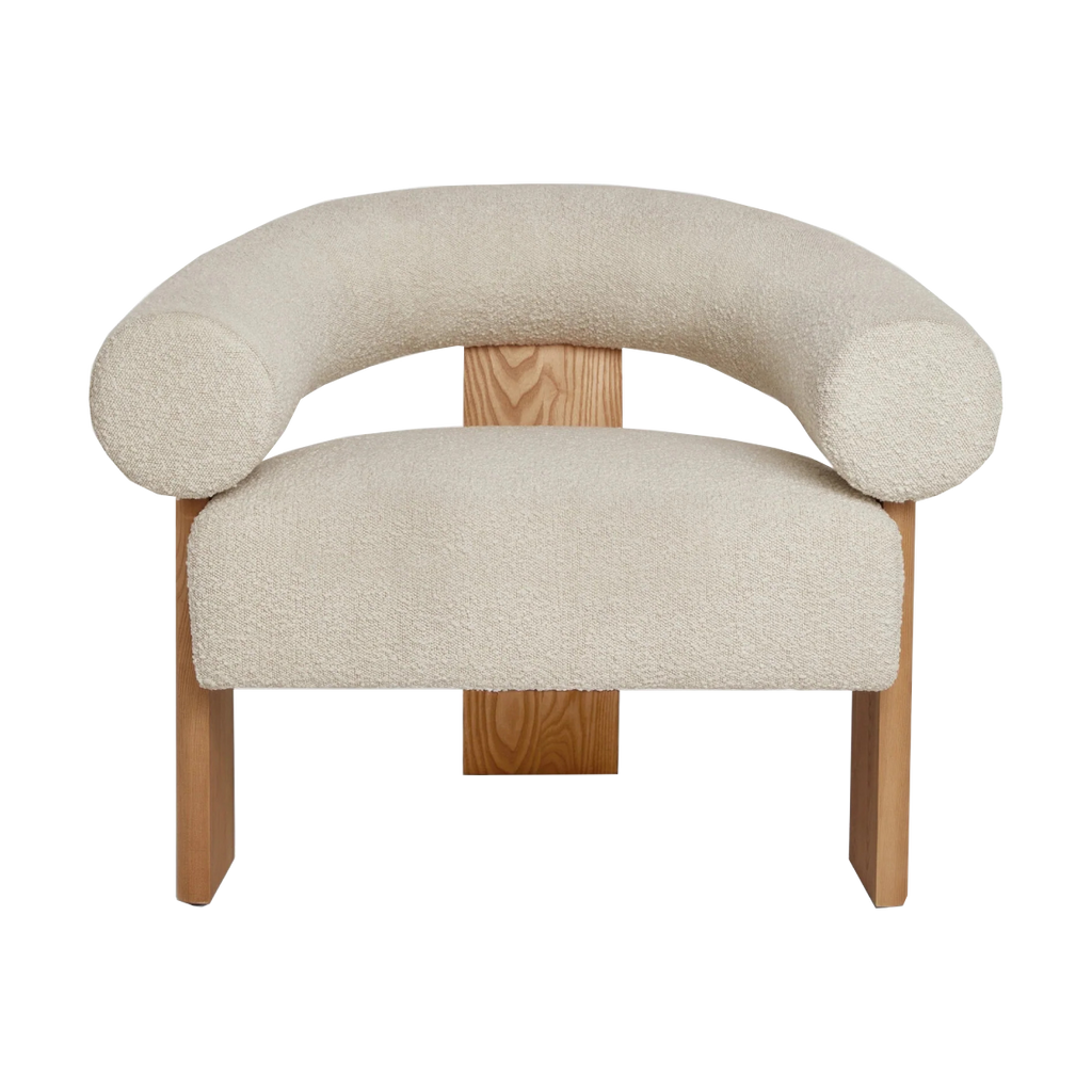 Butaca Jules de boucle blanco con madera maciza