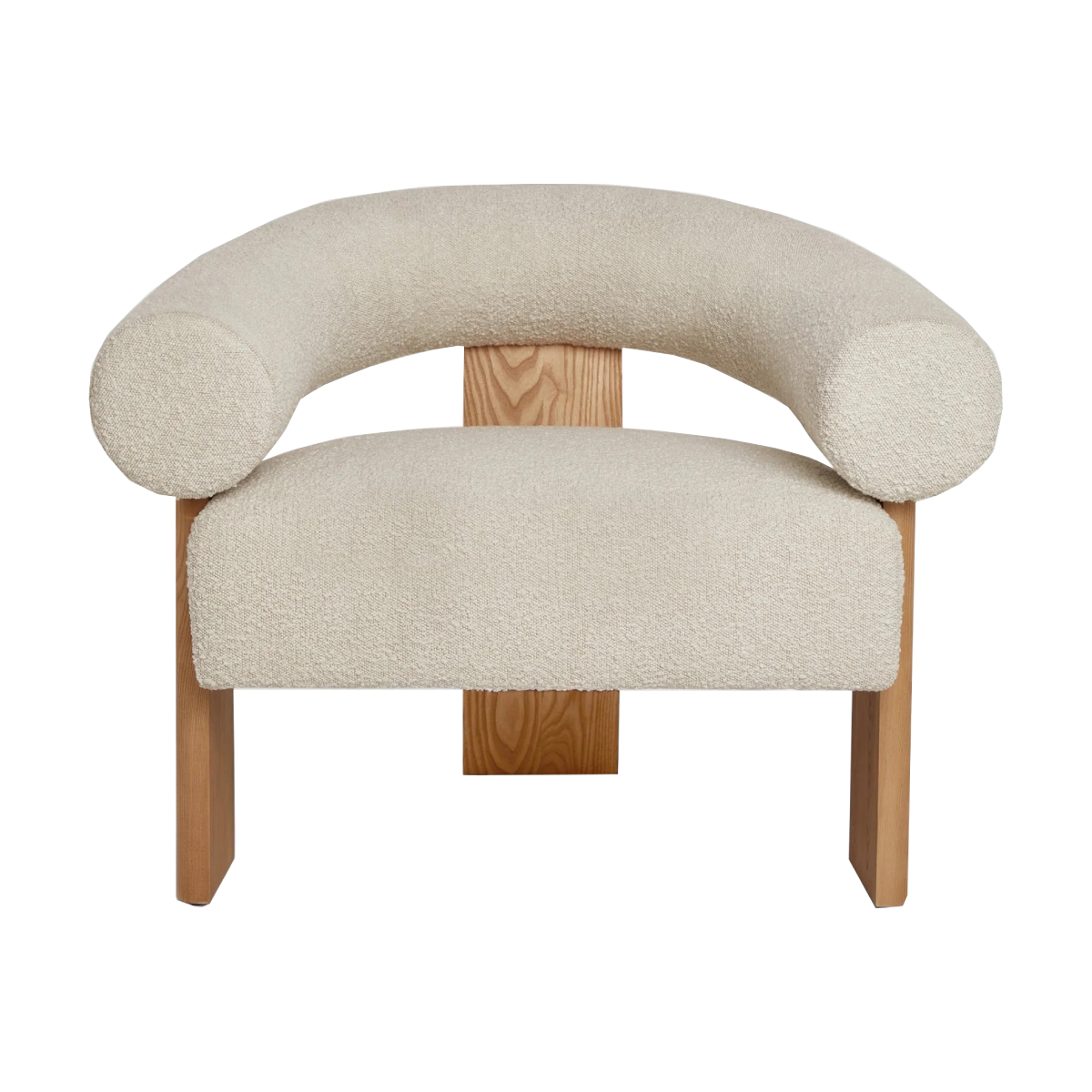 Butaca Jules de boucle blanco con madera maciza