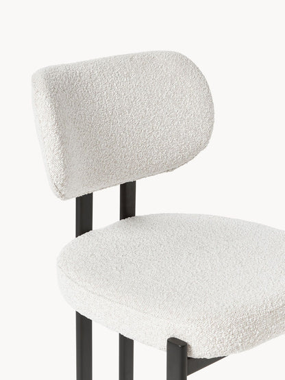 Silla Lou boucle blanco con estructura metálica negro