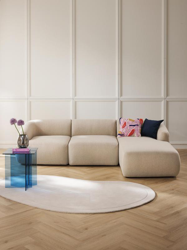 Sofá chaise lounge Noa blanco crema