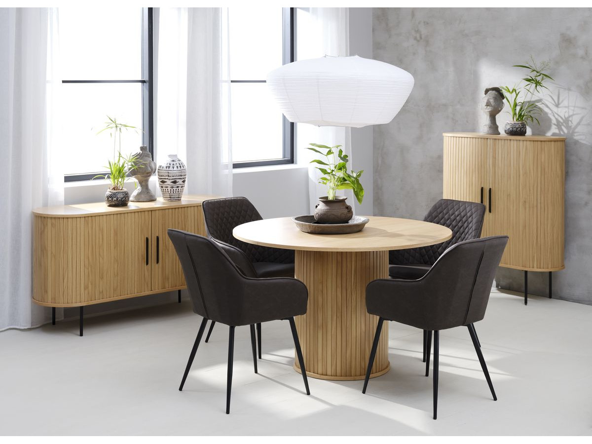 Mesa redonda Bonn chapado en madera roble
