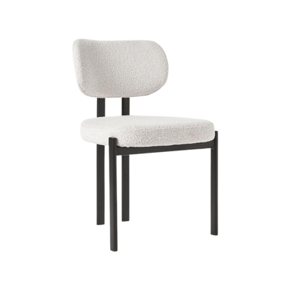 Silla Lou boucle blanco con estructura metálica negro