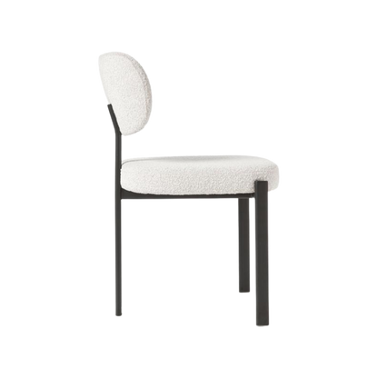 Silla Lou boucle blanco con estructura metálica negro