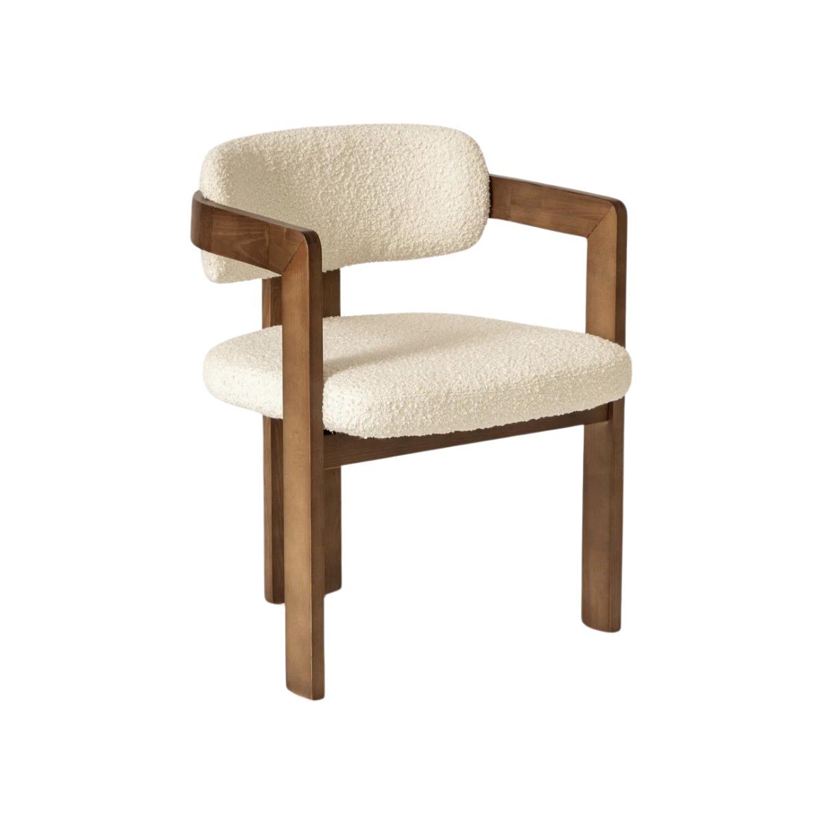Silla Mina boucle blanco de madera maciza cachimbo