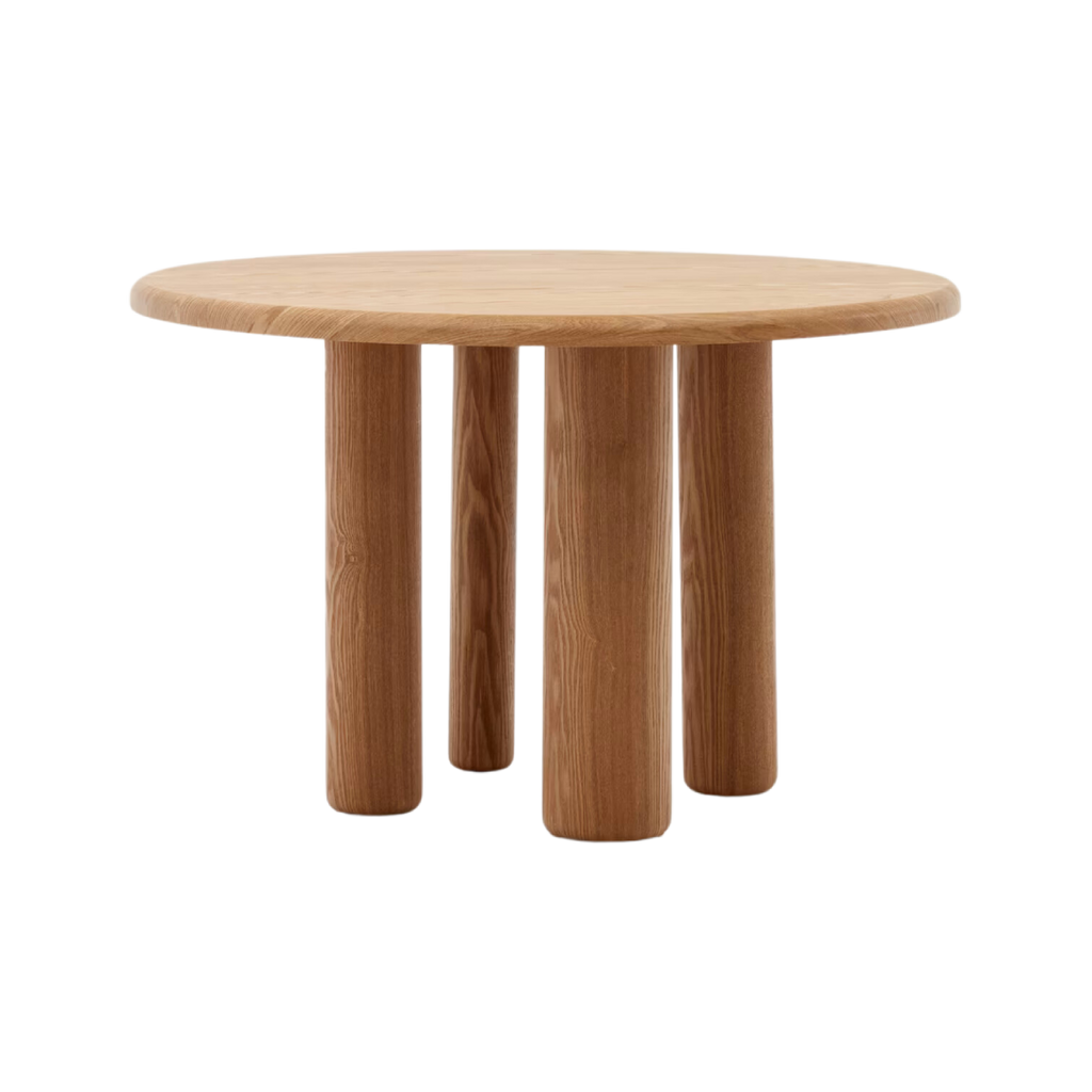 Mesa redonda River chapado en madera fresno con tono oscuro