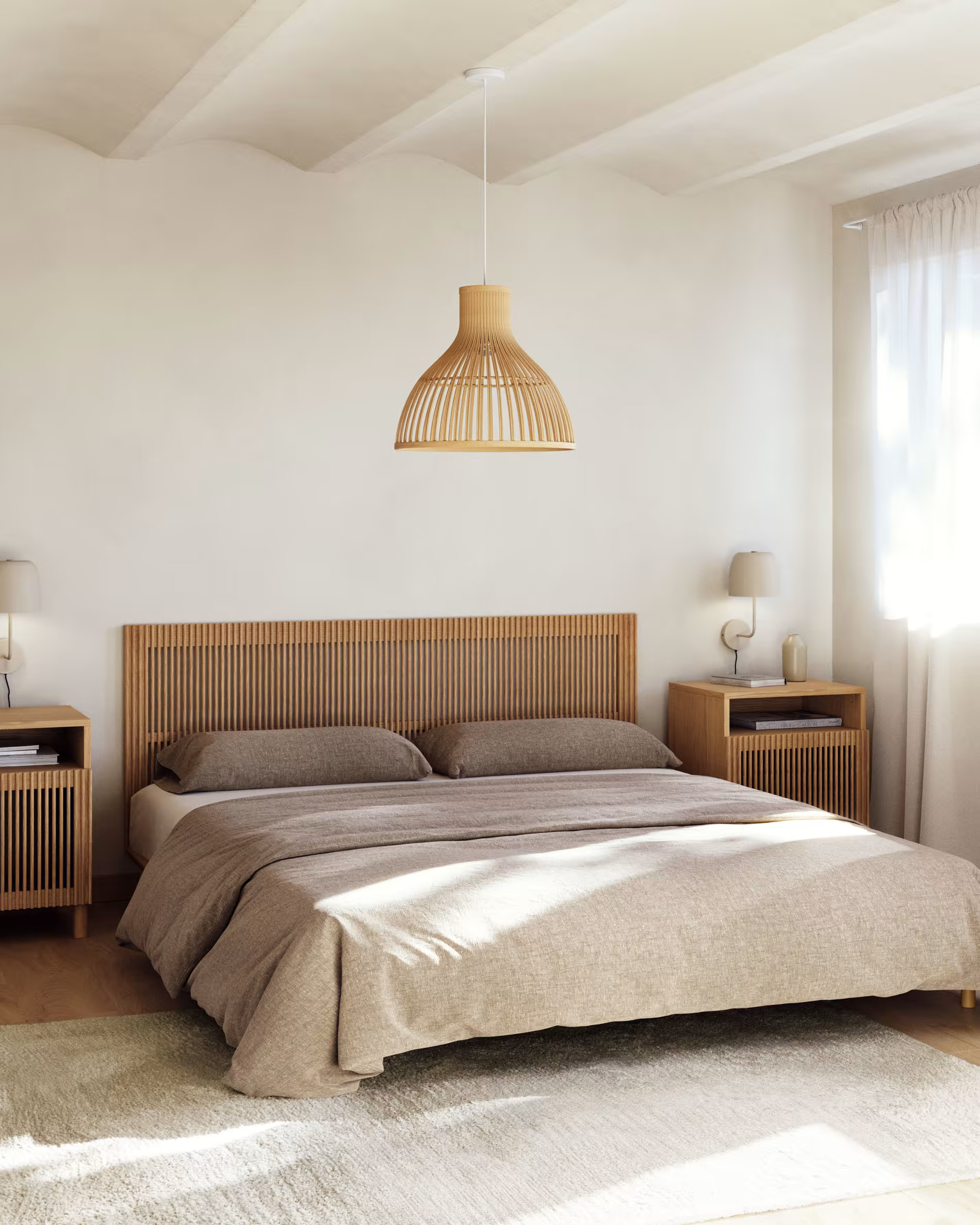 Cabecera Lana de madera maciza chapado en roble