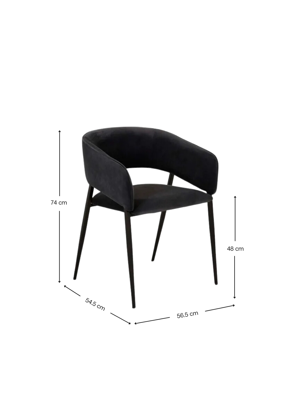 Silla Cala negro con patas metálicas negro