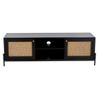 Mueble de TV Liv de melamina roble negro y patas metalicas