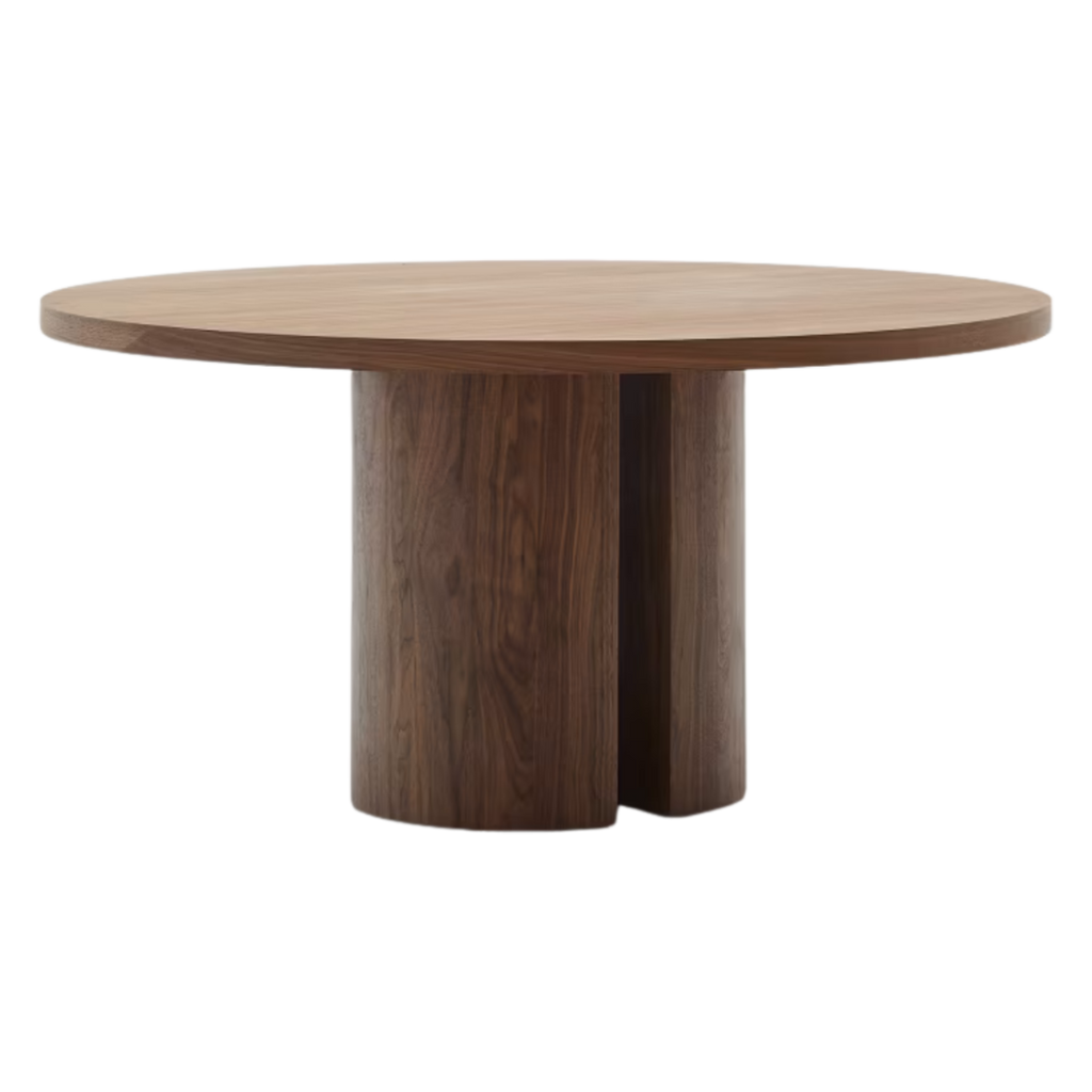 Mesa de comedor redonda Novac enchapado en nogal de Ø 150 cm