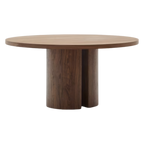 Mesa de comedor redonda Novac enchapado en nogal de Ø 150 cm