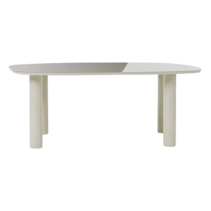 Mesa de comedor Aria beige con tablero vidrio de 200x100 cm