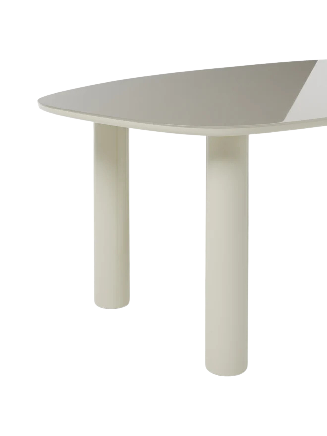 Mesa de comedor Aria beige con tablero vidrio de 200x100 cm