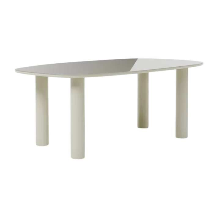 Mesa de comedor Aria beige con tablero vidrio de 200x100 cm