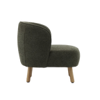 Butaca Ginebra con tapizado verde y patas de madera maciza