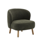 Butaca Ginebra con tapizado verde y patas de madera maciza