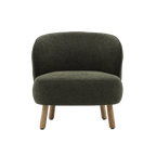 Butaca Ginebra con tapizado verde y patas de madera maciza