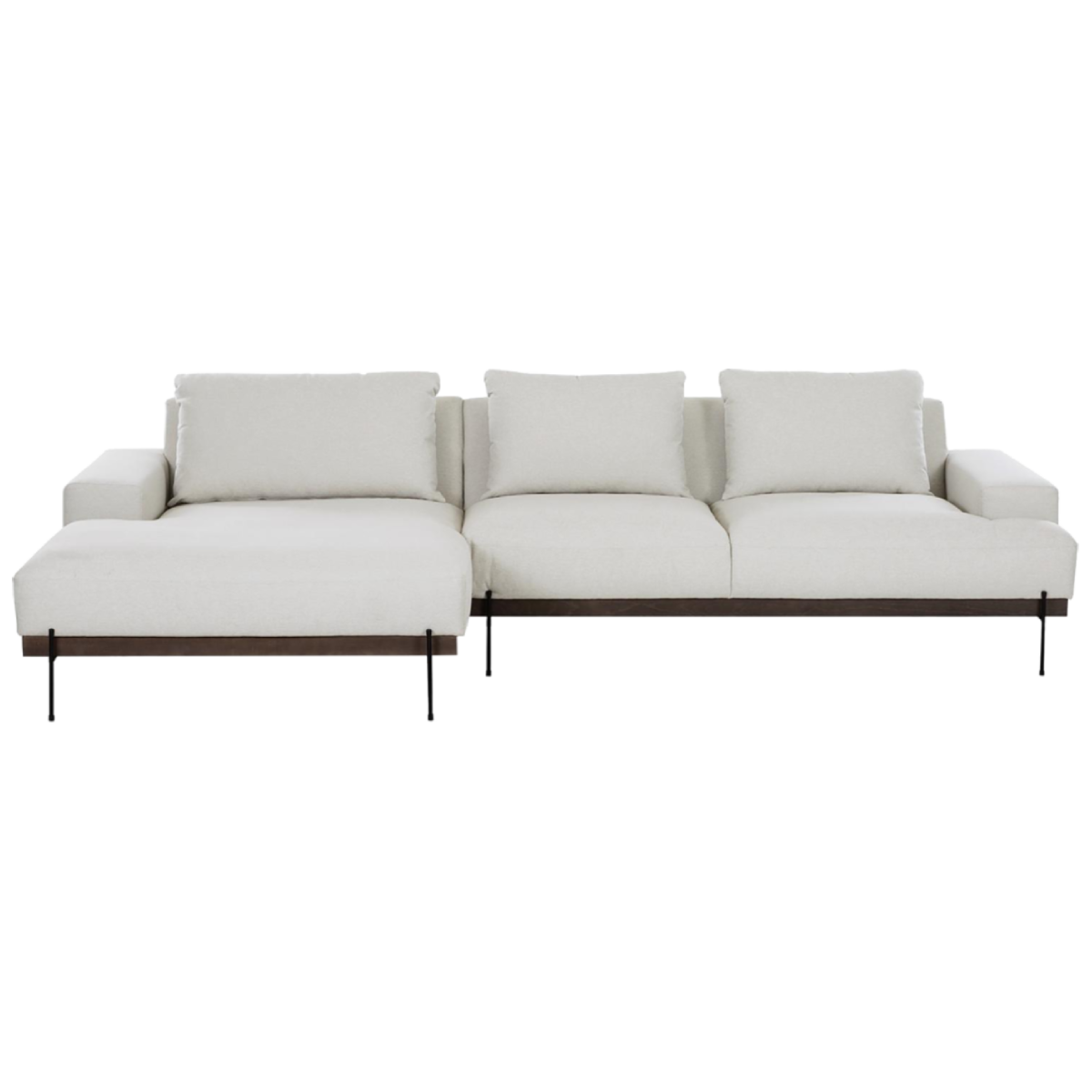Sofá chaise lounge Charlot beige claro con patas metálica