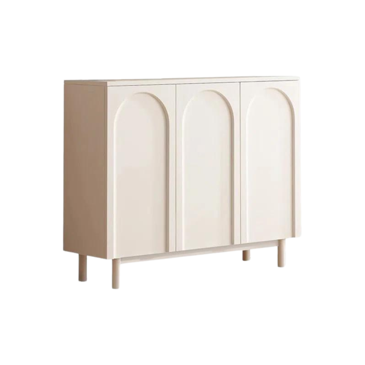 Aparador Edel de 3 puertas acabado en gloss beige claro 120 x 36 cm