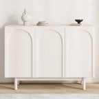 Aparador Edel de 3 puertas acabado en gloss beige claro 120 x 36 cm