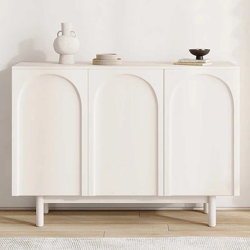Aparador Edel de 3 puertas acabado en gloss beige claro 120 x 36 cm