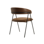 Silla Juls cuero sintético marrón metálica acabado negro