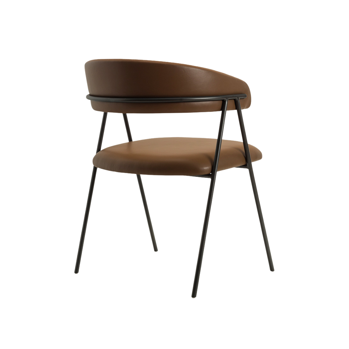 Silla Juls cuero sintético marrón metálica acabado negro