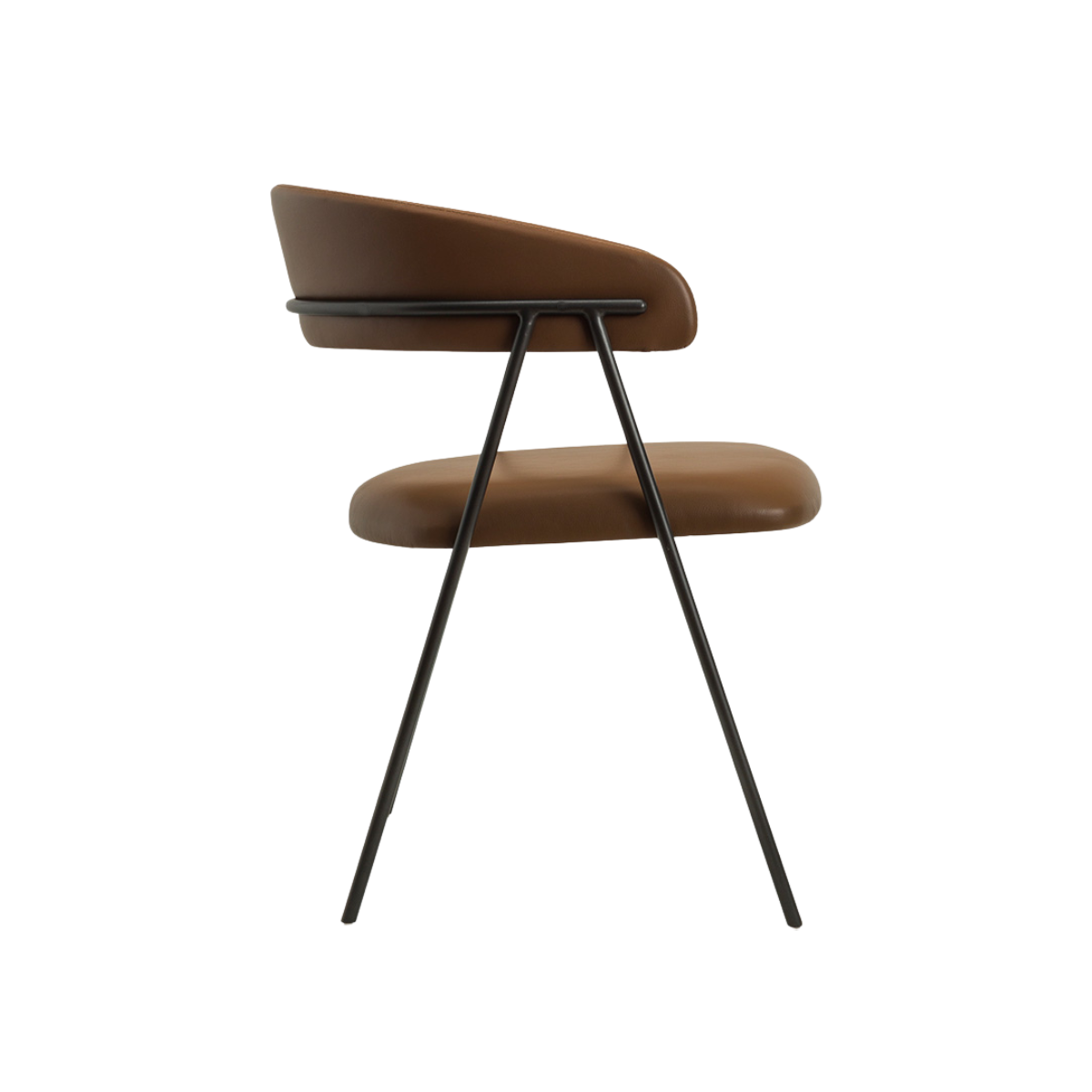 Silla Juls cuero sintético marrón metálica acabado negro