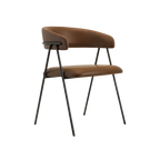 Silla Juls cuero sintético marrón metálica acabado negro