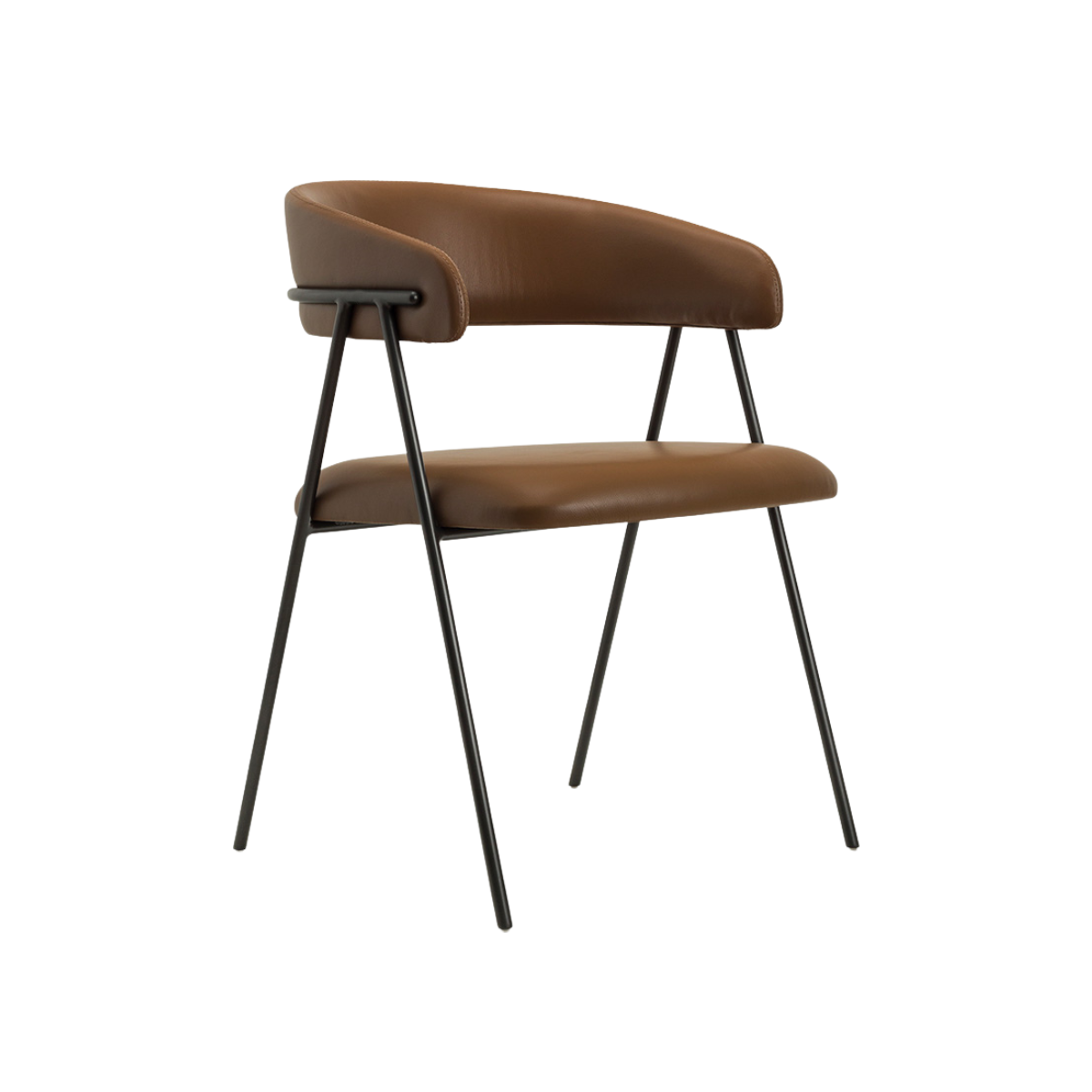 Silla Juls cuero sintético marrón metálica acabado negro