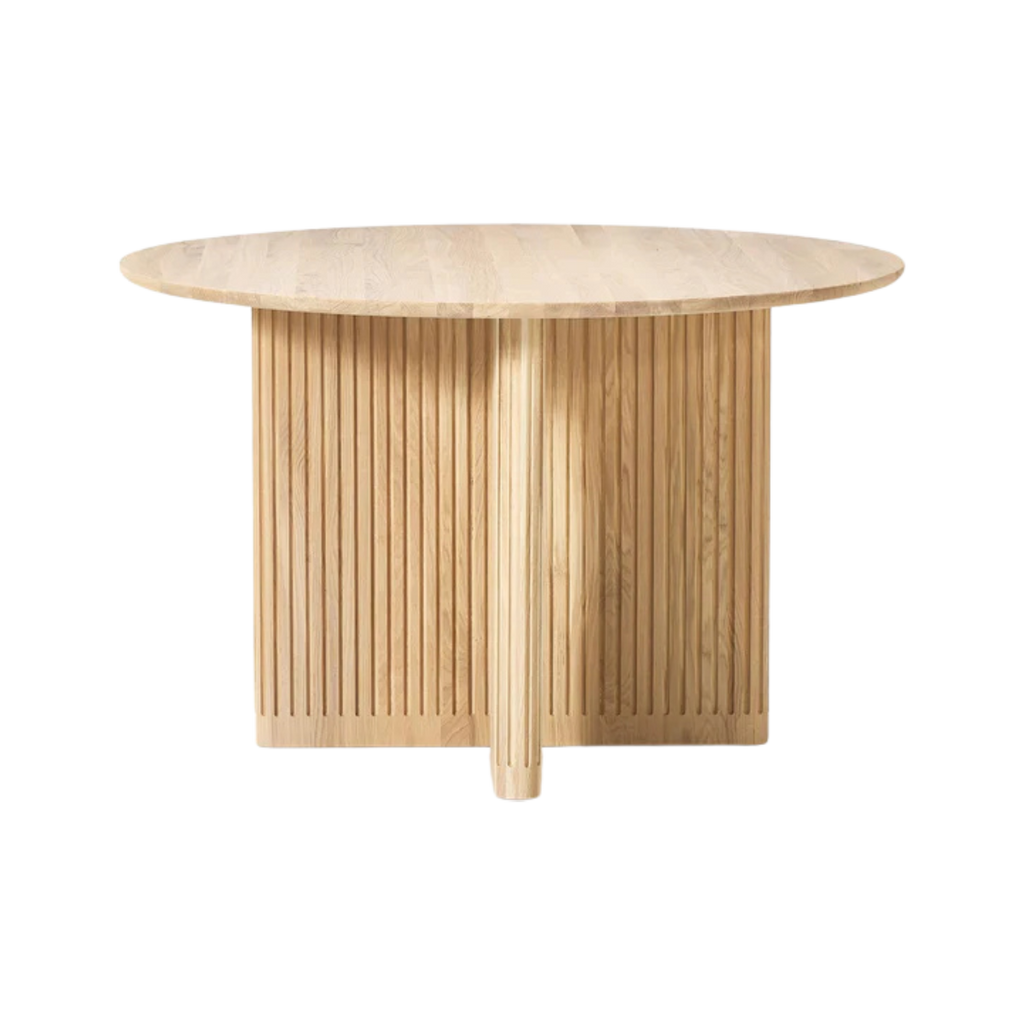 Mesa redonda Kena con enchape roble blanco Ø 120 cm